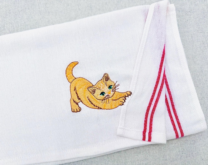 Lovely Scratching Cat Kitty Mama kitchen dish towel pet animal kids machine embroidery designs ITH project simply in the hoop 3 up to 4 inch