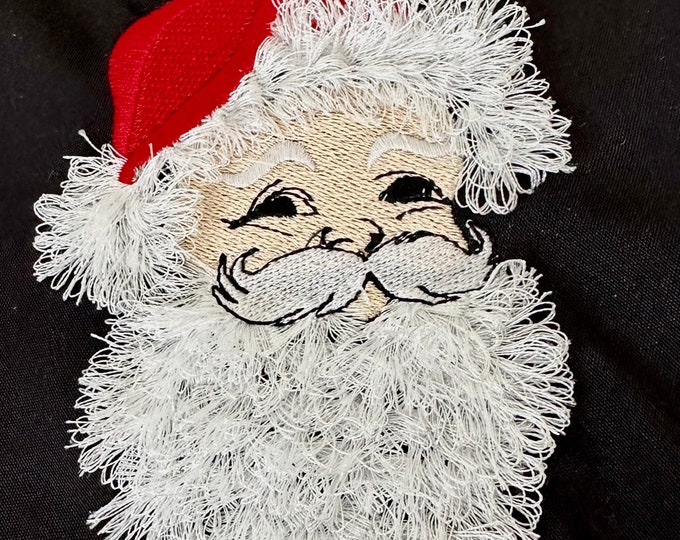 NEW 2024 Christmas Santa fringed machine embroidery design Santa Claus hat fur design Merry Christmas theme fringe in the hoop ITH gift idea