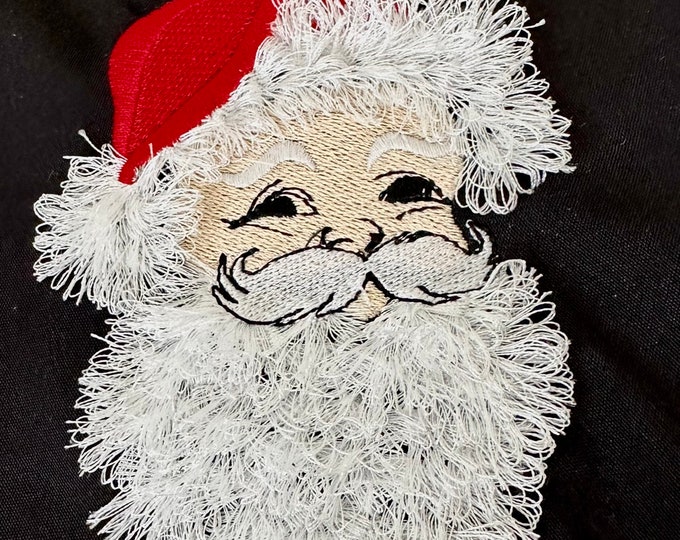 NEW 2023 Christmas Santa fringed machine embroidery design Santa Claus hat fur design Merry Christmas theme fringe in the hoop ITH gift idea