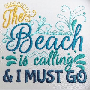 The beach is calling and I must go design 4x4 5x7 6x10  mermaid thing, summer, beach embroidery, summer vacation, mermaid embroidery,