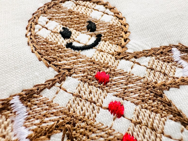 Cute Gingham Plaid Gingerbread Man Single Cookie Machine Embroidery ...