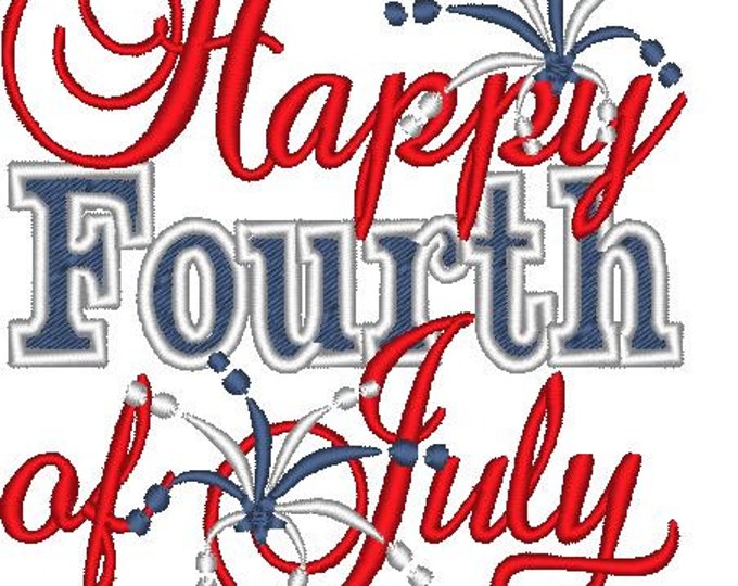 Happy 4th of July machine embroidery designs for hoop 4x4 5x7 Independence Day anniversary national patriotic day firework firecracker