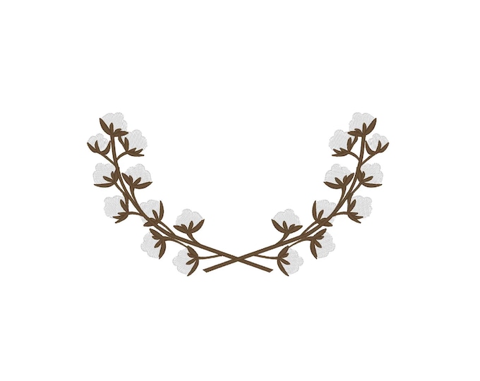 Cotton Branches wreath Monogram floral frame fill stitch machine embroidery designs assorted sizes for hoop 4x4  5x7  6x10 sweet home