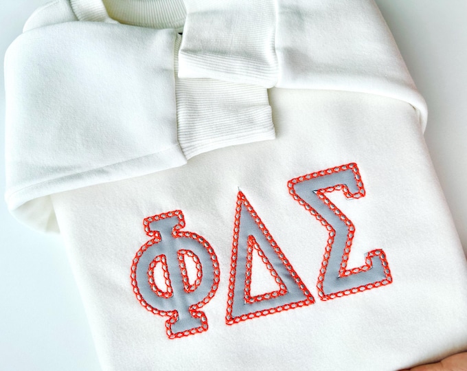 Entire alphabet Big Greek FONT Applique satin stitch and top stitch Monogram sororities fraternities machine embroidery designs 4 up to 8in