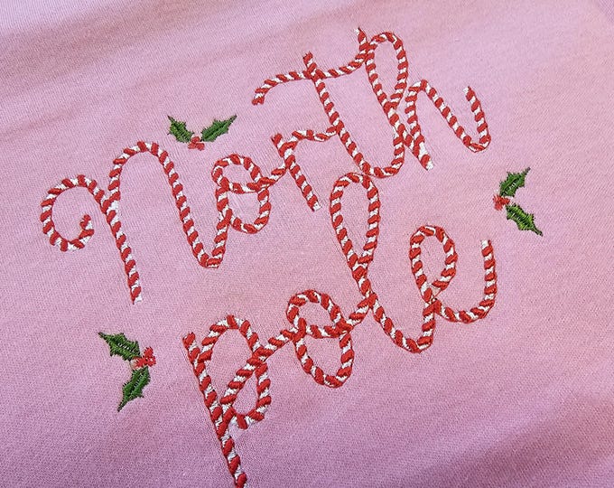 Candy Stripe FONT candy cane stitch 2 colors alphabet Christmas stocking monogram letters machine embroidery designs sizes 1.3 up to 3.6 in