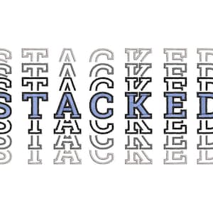 Stacked Font, BX included! Satin stitch and outline alphabet letters, kids boy trend Font awesome machine embroidery designs assorted sizes