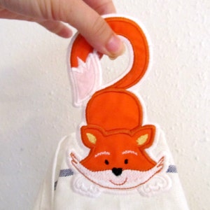 Little Fox - towel hanging hole In The Hoop machine embroidery designs towel topper ITH project for hoop 5x7 kids pretty fox gift idea