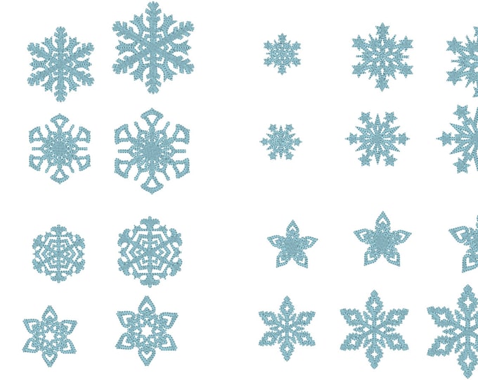 Single 8 Snowflakes, 8 types  - machine embroidery designs - multiple sizes, for hoop 4x4 mini sizes INSTANT DOWNLOAD