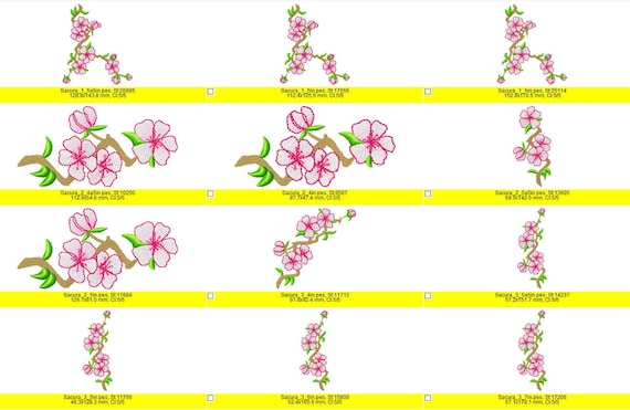 Cherry Blossom Sakura Flowers Machine Embroidery Designs SET
