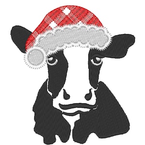 Buon Natale percalle tartan check vecchio stile classico mucca silhouette cappello di Babbo Natale strofinaccio da cucina disegni ricamati a macchina di molte dimensioni