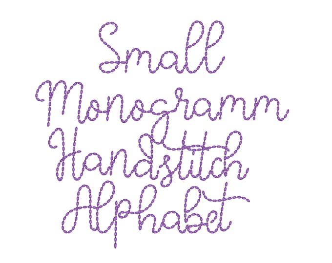 Hand stitch effect FONT seed bean stitch script alphabet letters and numbers machine embroidery designs for kids name or saying BX included