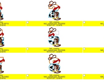 Cappello da cowboy e stivali Numeri di compleanno Applique Disegni