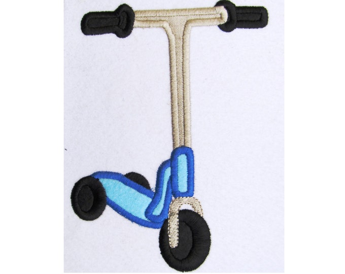 Scooter Applique machine embroidery designs, applique and fill stitch designs 3, 4, 5, 6 inches kids Scooter for little boy or girl design