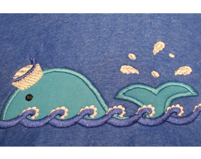 Whale Cute machine embroidery applique and filled designs, file - 4x4, 5x7 and 6x10
