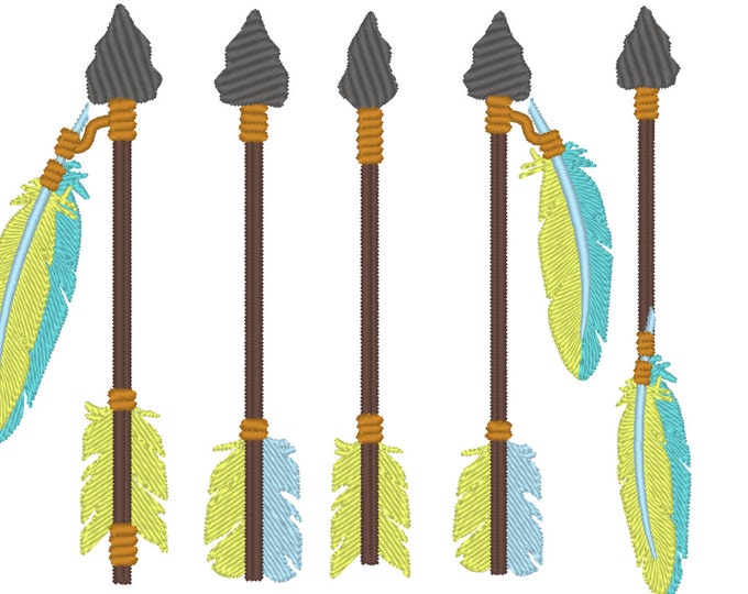 Arrows, single arrow embroidery designs collection, 5 types in multiple sizes - 4, 5, 6 and 7 inches - pillow design