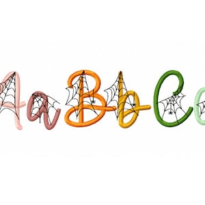 Spiderweb Font embroidery spider&#39;s web alphabet Halloween cobweb spooky scary letters with spider web machine embroidery design Boo font BX