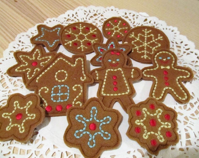 Sweet home Christmas Gingerbread in-the-hoop project feltie - machine embroider designs - ITH (in the hoop)