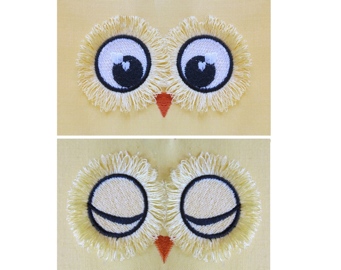 Fringed, fluffy, flare lashes Owl eyes - 2 types -  machine embroidery designs