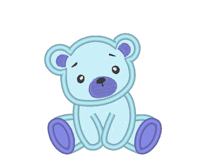 Teddy Bear Applique Machine Embroidery designs in multiple sizes cute little grizzly teddy bear toy baby kids outfit decoration 3 to 5 inch