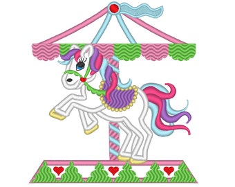 Carousel horse 2 - machine embroidery applique designs 4x4, 5x7 and 6x10 INSTANT DOWNLOAD