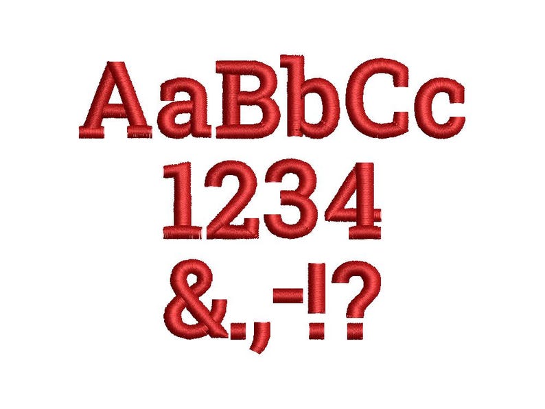 Mini Block FONT Satin Stitch Alphabet Uppercase and Lowercase Monogram ...