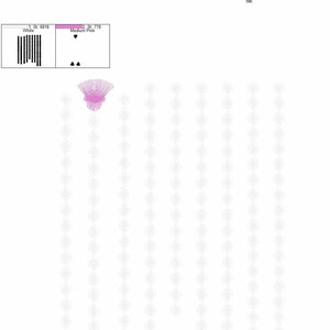 May include: A digital embroidery design of a dreamcatcher with white and pink thread. The design is 93.5 mm by 118.9 mm and has 7596 stitches.