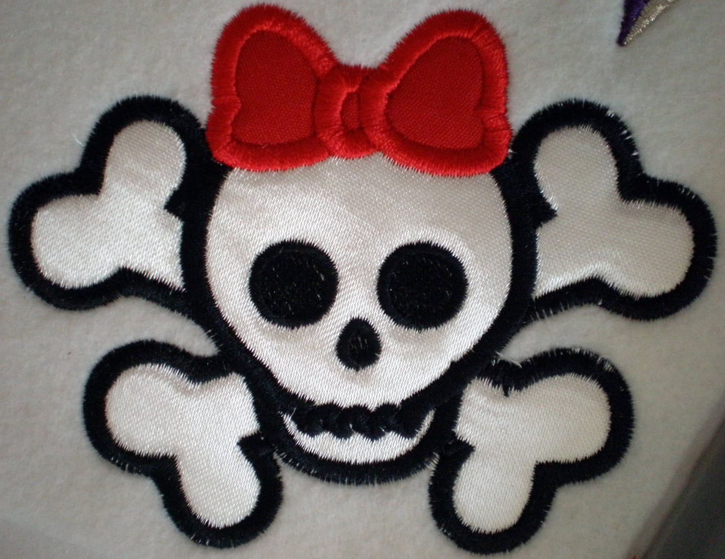 Large Embroidered Skull With Scissors Applique Patch, Skully and Scissors,  Gothic Patch, Running With Scissors, Iron On, Sew On, Skeleton 