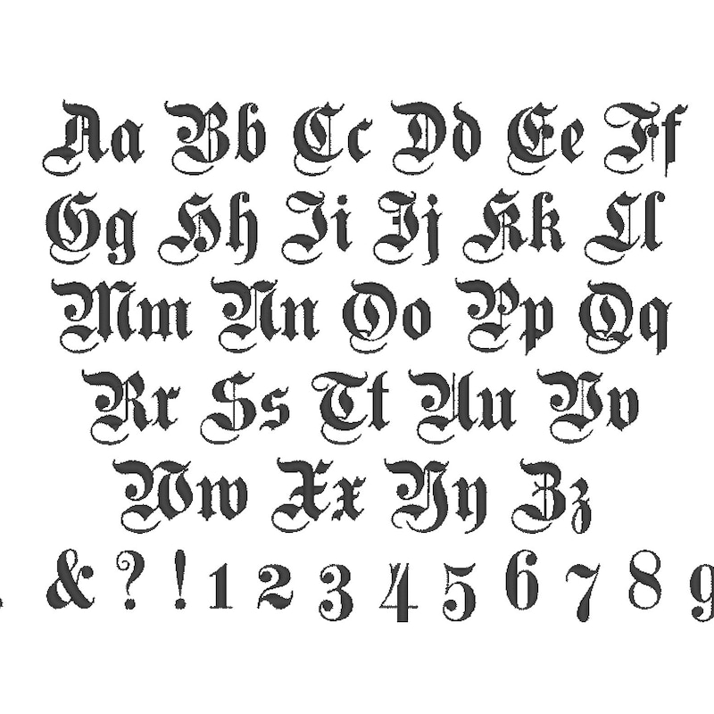 Embroided Writing Gothic Font Embroidered - Etsy
