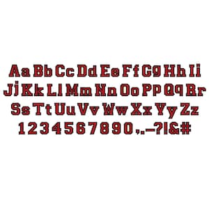 Broderie machine de type police universitaire universitaire, motifs monogramme lettres majuscules et minuscules et chiffres, point de remplissage de l'alphabet, BX