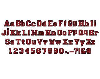 Varsity Collegiate type Font machine embroidery designs monogram capital and lowercase letters and numbers fill stitch alphabet, BX