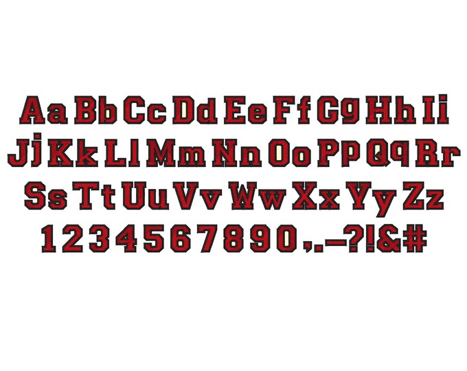 Varsity Collegiate type Font machine embroidery designs monogram capital and lowercase letters and numbers fill stitch alphabet, BX