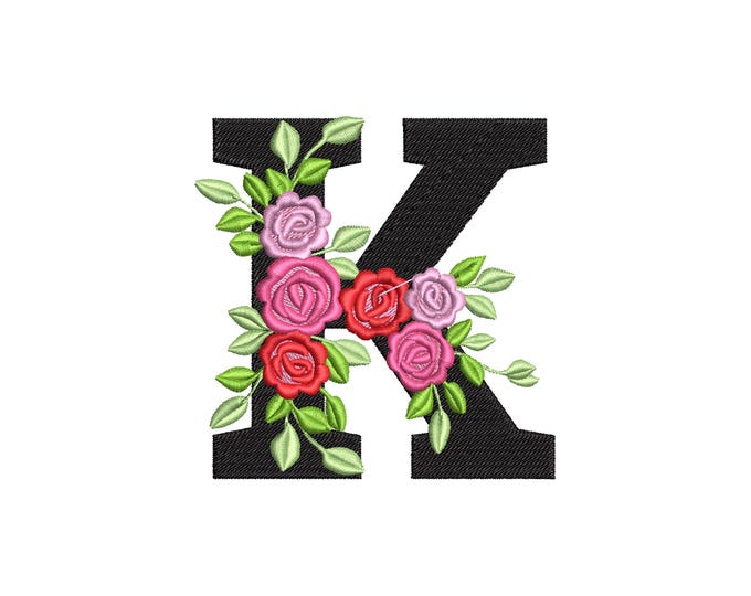 Fraternities & sororities Floral Greek Letter KAPPA roses rose flowers machine embroidery designs sizes from 2 up to 5in INSTANT DOWNLOAD