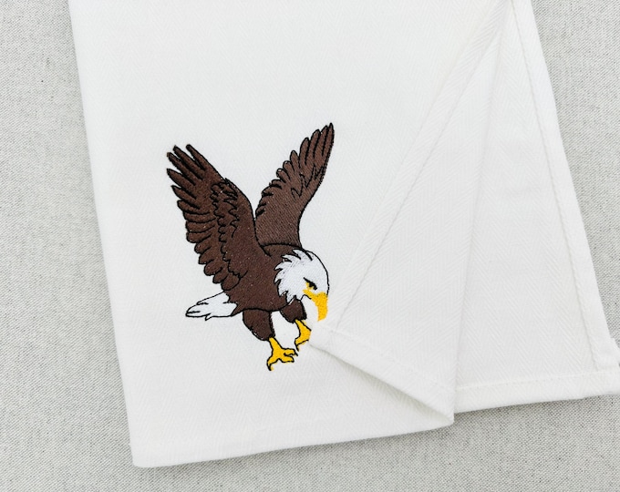 Naughty Playing Flying Bald Eagle kitchen dish towel wild bird animal Thief kids machine embroidery designs ITH project simply in the hoop