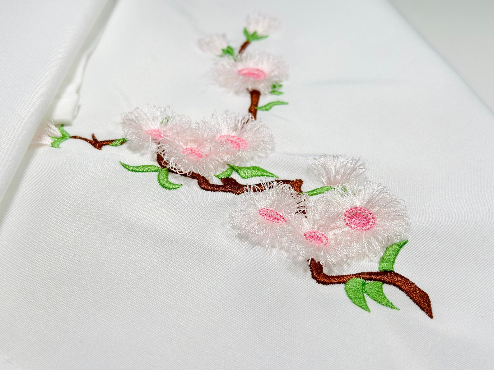 Cherry Blossom Fringed Sakura Flower Floral Branch Machine Embroidery ...