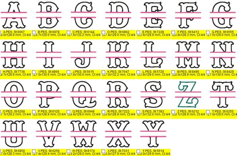Split Font machine embroidery applique Designs Monogram Set mini font and split alphabet 3, 4, 5, 6, 7, 8 inches banner flag garden home image 5