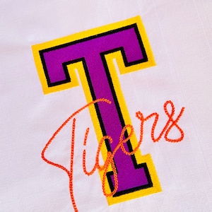 Big 2 outlines 3 colors fill stitch Athletic Varsity Collegiate block type Font machine embroidery designs sport alphabet letters & numbers