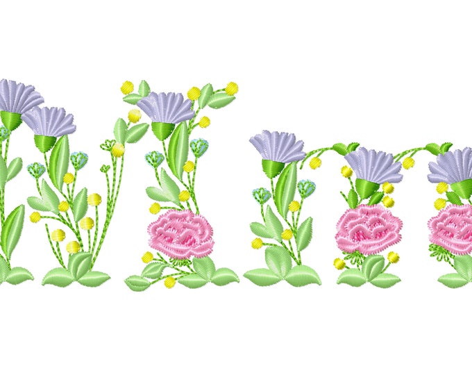 Meadow Flowers letters M and m, upper and lowercase Mm, floral monogram garden flag machine embroidery designs, INSTANT DOWNLOAD