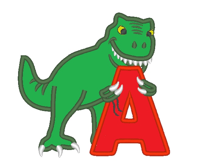 T-rex dinosaur Birthday only one LETTER A machine embroidery Birtday outfit designs - for hoops 4x4, 5x7, 6x10  INSTANT DOWNLOAD