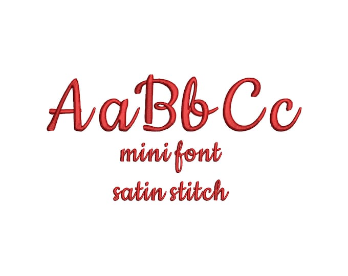 Satin stitch handwritten FONT machine embroidery designs mini wee small sizes 0.4 up to 2.8 inch kids baby monogram alphabet script font BX