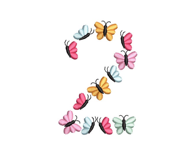 Butterfly Birthday Numbers 0-9 tiny wee butterflies machine embroidery designs flowered Summer floral monogram multiple sizes 2.5 to 6.3inch