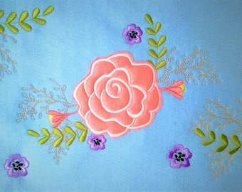 Shabby Chic simply Flowers Bouquet - ruggedy - open edge rose - machine embroidery designs for embroidery hoops 4x4 and 5x7 and 6x10