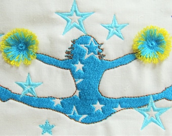 Cheerleader fringed - embroidery Design,  INSTANT DOWNLOAD for hoops 4x4 and 5x7