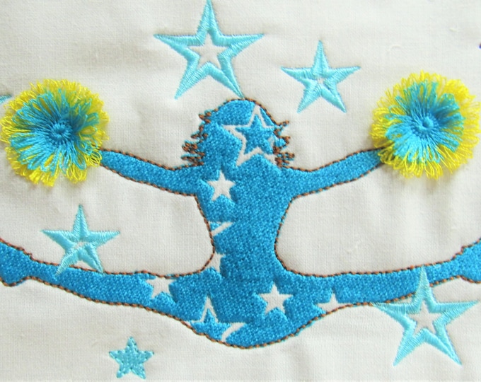 Cheerleader fringed - embroidery Design,  INSTANT DOWNLOAD for hoops 4x4 and 5x7