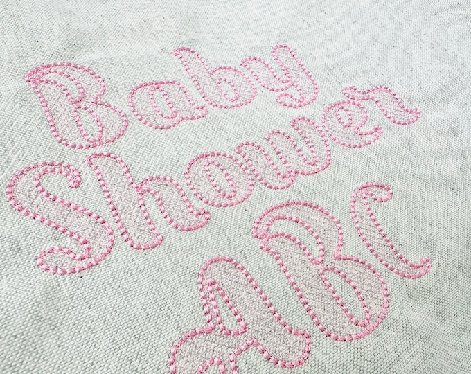 Puffy bean stitch outline light stitch embroidery font monogram bean stitch crisscross alphabet pop effect machine embroidery font baby gown