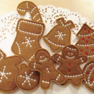 Ginger man Ginger-breads Christmas Gingerbread cookie SET of 9 feltie in-the-hoop project ITH machine embroider designs Christmas decoration