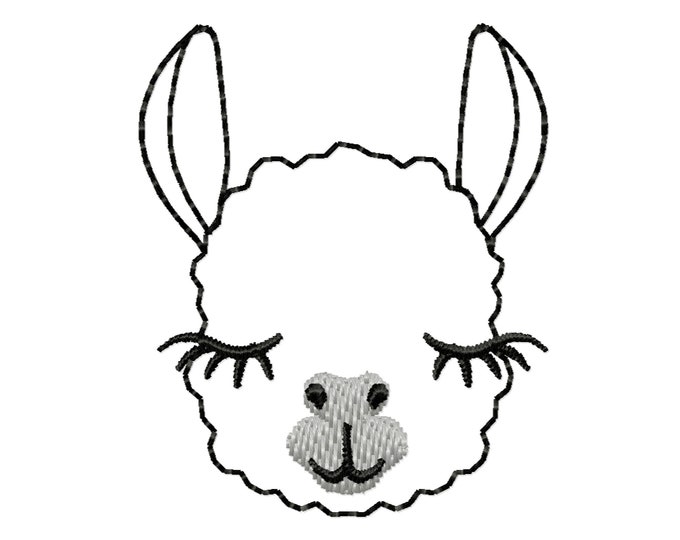MINI Llama face Llama outline feltie small vinyl embroidery design rainbow machine embroidery designs 1.5, 2, 2.5 and 3 inches