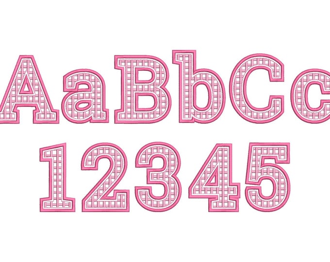 Classy Checkered Plaid Font Applique machine embroidery designs font alphabet kids name monogram letters in assorted sizes, BX included