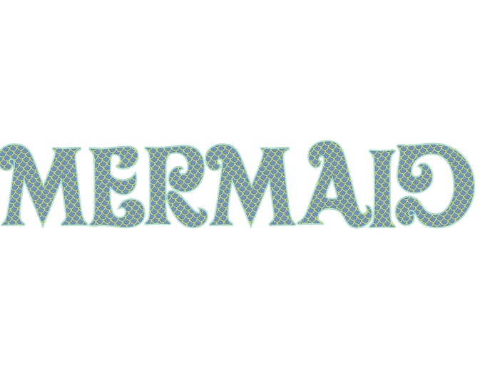 Stunning 2 Color Mermaid light stitch Monogram Font machine embroidery designs whole alphabet 4x4 5x7, BX included INSTANT DOWNLOAD