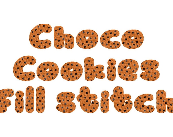 Choco Cookie FONT fill stitch alphabet machine embroidery designs assorted mini sizes, funny kids monogram letters chocolate cookies BX incl