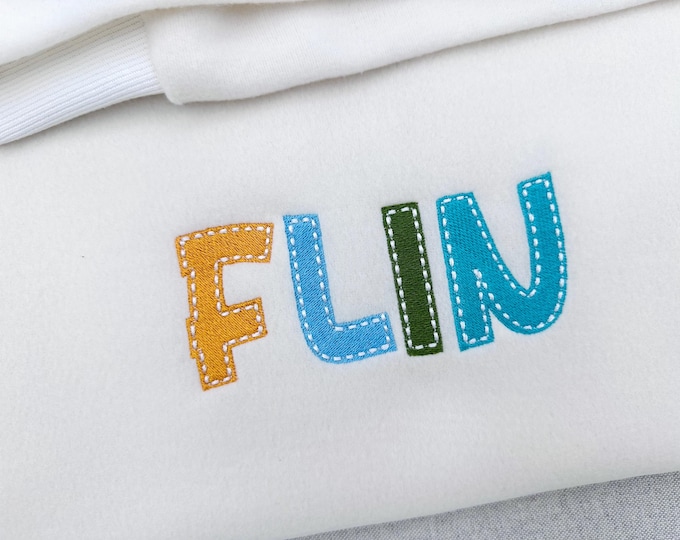 Fill Stitch FONT with hand-stitch look on top machine embroidery designs kids boys Bold Alphabet Monogram sizes 1.2 up to 2.8 inch, BX